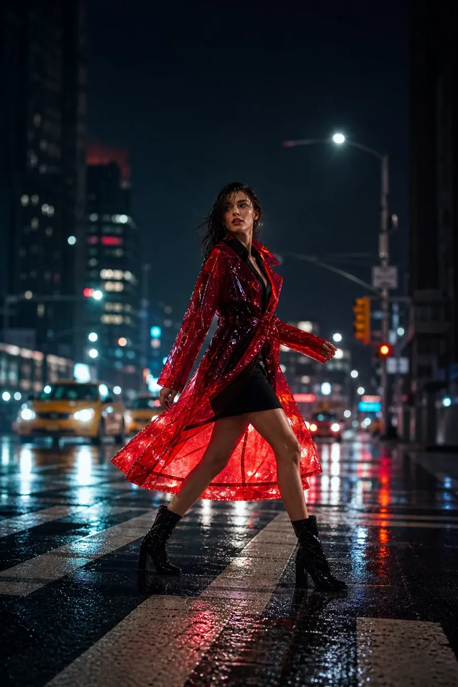 Crimson raincoat editorial
