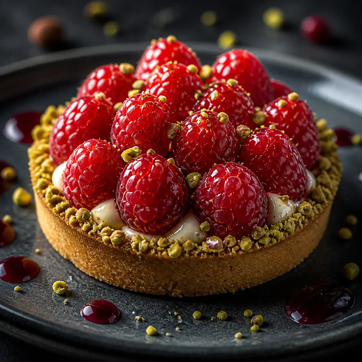 Raspberry tart macro